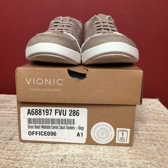 Vionic Pismo Taupe Casual Canvas Support Slip-On Sneakers Washable Eco-Conscious - Picture 8 of 10